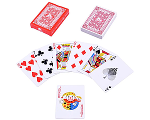 Карти гральні покерні пластикові нібор із 5 колод Royal Grand Red, 54 листа червоні