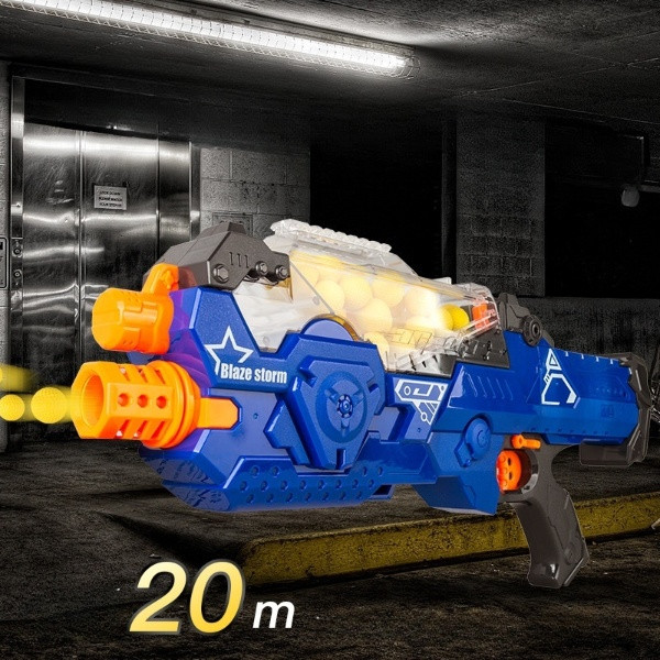 Дитячий автомат з великим прозорим відсіком для куль Іграшковий бластер з 20 м'якими кулями для стрільби, фото 1