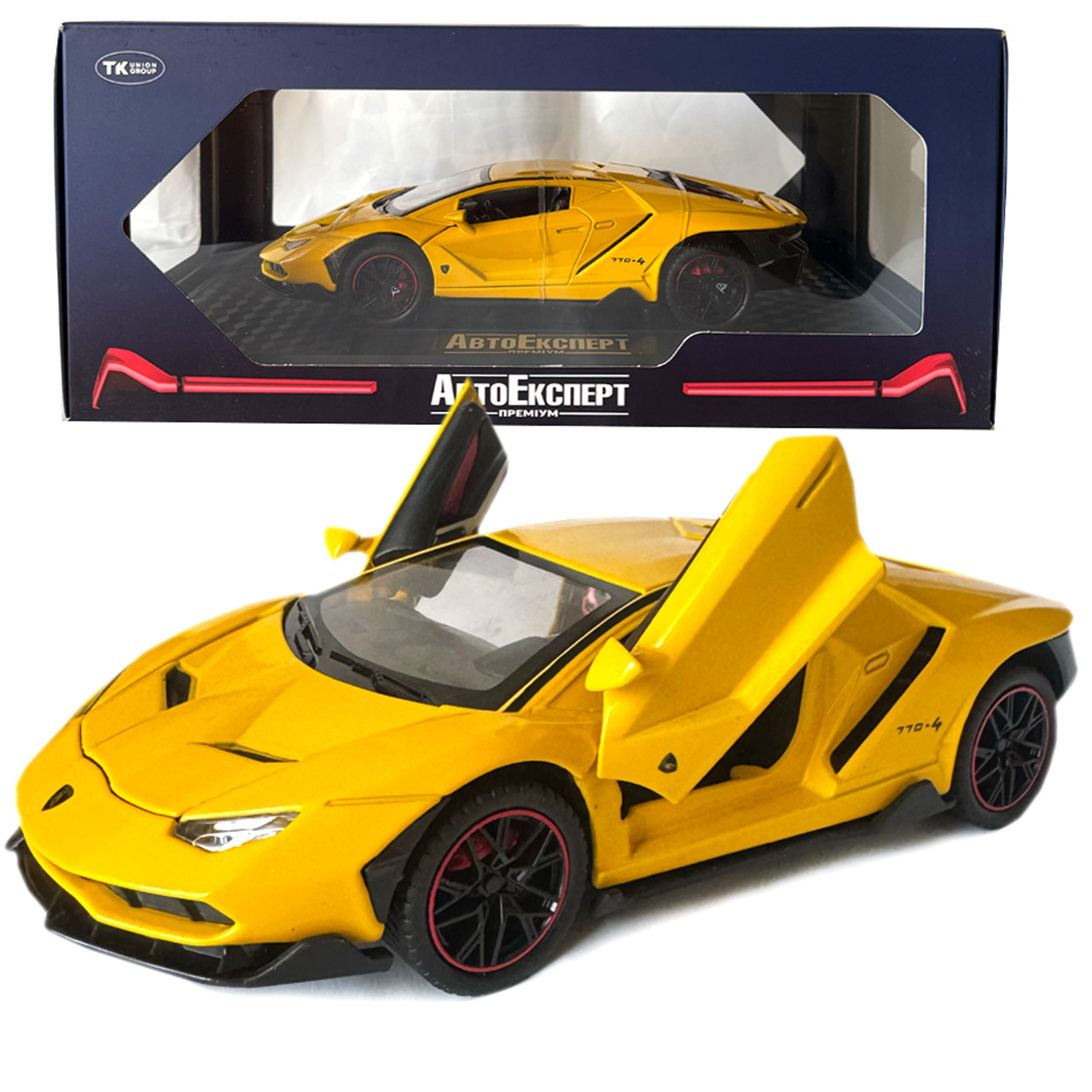 Машинка металева Lamborghini LP 770-4 АвтоЕксперт Ламборгіні жовта світло звук відкр двері багажник капот 20*8*5 см (GT-01260)
