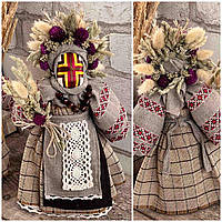 Мотанка "Божена" з букетом компліментом з сухих квітів, родинний оберіг, українська лялька ручна робота, 29 см.