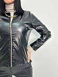 Лаконічна куртка жіноча демісезонна шкіряна куртка весняна курточка з екошкіри на осінь коротка куртка, фото 8