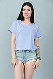 Комфортна жіноча блуза оверсайз з коротким рукавом футболка блузка жіноча повсякденна літня блуза, фото 4