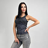 Комфортна облягаюча жіноча майка варненка в рубчик спортивна модна майка тай дай повсякденна, фото 3