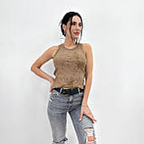 Комфортна облягаюча жіноча майка варненка в рубчик спортивна модна майка тай дай повсякденна, фото 6