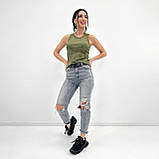 Комфортна облягаюча жіноча майка варненка в рубчик спортивна модна майка тай дай повсякденна, фото 8