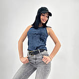 Комфортна облягаюча жіноча майка варненка в рубчик спортивна модна майка тай дай повсякденна, фото 5