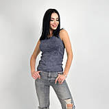 Комфортна облягаюча жіноча майка варненка в рубчик спортивна модна майка тай дай повсякденна, фото 2