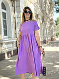 Красива літня жіноча сукня міді великих розмірів легка сукня з коротким рукавом довга сукня на літо, фото 6