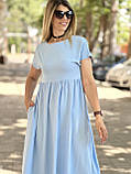 Красива літня жіноча сукня міді великих розмірів легка сукня з коротким рукавом довга сукня на літо, фото 3