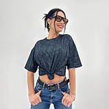 Вільна жіноча футболка оверсайз тай дай модна турецька футболка варенка трикотажна на літо, фото 6