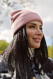 Трендова жіноча шапка на флісі тепла зимова шапка жіночий головний убір на осінь жіноча демісезонна шапка, фото 2