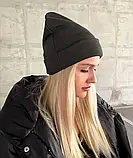 Трендова жіноча шапка на флісі тепла зимова шапка жіночий головний убір на осінь жіноча демісезонна шапка, фото 10