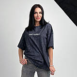 Літня жіноча футболка варенка оверсайз із принтом  трикотажна футболка турція жіноча ефект тай дай р 50-52, фото 5