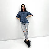 Літня жіноча футболка варенка оверсайз із принтом  трикотажна футболка турція жіноча ефект тай дай р 50-52, фото 8