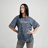Літня жіноча футболка варенка оверсайз із принтом  трикотажна футболка турція жіноча ефект тай дай р 50-52, фото 7