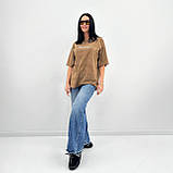 Літня жіноча футболка варенка оверсайз із принтом  трикотажна футболка турція жіноча ефект тай дай р 50-52, фото 3