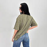 Стильна жіноча футболка тай дай з написом турецька футболка варенка оверсайз повсякденна модна футболка, фото 8