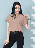 Класична блузка жіноча з коротким рукавом красива футболка блузка жіноча повсякденна літня блуза софт, фото 6