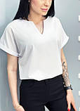 Класична блузка жіноча з коротким рукавом красива футболка блузка жіноча повсякденна літня блуза софт, фото 3