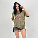 Модна жіноча футболка тай дай у принт леопардова турецька футболка варенка оверсайз повсякденна, фото 2