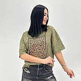 Модна жіноча футболка тай дай у принт леопардова турецька футболка варенка оверсайз повсякденна, фото 6