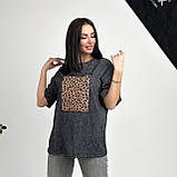 Модна жіноча футболка тай дай у принт леопардова турецька футболка варенка оверсайз повсякденна, фото 8