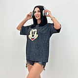 Молодіжна жіноча футболка оверсайз у принт мікі маус якісна турецька футболка варенка повсякденна, фото 4