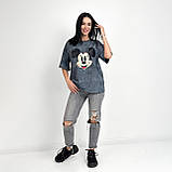 Молодіжна жіноча футболка оверсайз у принт мікі маус якісна турецька футболка варенка повсякденна, фото 6