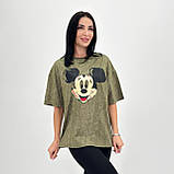 Молодіжна жіноча футболка оверсайз у принт мікі маус якісна турецька футболка варенка повсякденна, фото 7