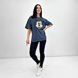 Молодіжна жіноча футболка оверсайз у принт мікі маус якісна турецька футболка варенка повсякденна, фото 8