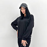 Базовий жіночий світшот однотонна спортивна кофта жіноча стильна кофтинка з довгим рукавом із двунитки, фото 8