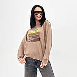 Демісезонний жіночий світшот з принтом однотонний базовий світшот жіночий спортивний світшот для повних жінок, фото 4