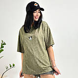 Модна жіноча футболка оверсайз із принтом мікі маус трикотажна турецька футболка варенка розмір 50-52, фото 7