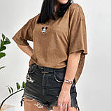 Модна жіноча футболка оверсайз із принтом мікі маус трикотажна турецька футболка варенка розмір 50-52, фото 8