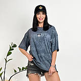 Модна жіноча футболка оверсайз із принтом мікі маус трикотажна турецька футболка варенка розмір 50-52, фото 3