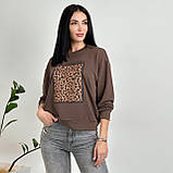 Красивий жіночий світшот з леопардовим принтом базовий світшот спортивний світшот повсякденний батальний, фото 6