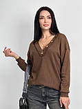 Елегантний жіночий напіввер базовий класична кофта з ґудзиками повсякденний светр з вирізом ошатний, фото 7