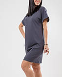 Трикотажне жіноче плаття міні з кишенями літнє коротке плаття турецьке однотонне на літо, фото 5