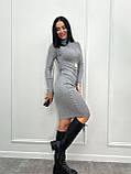 Довга жіноча сукня гольф у рубчик ангорова тепла з довгим рукавом, фото 4