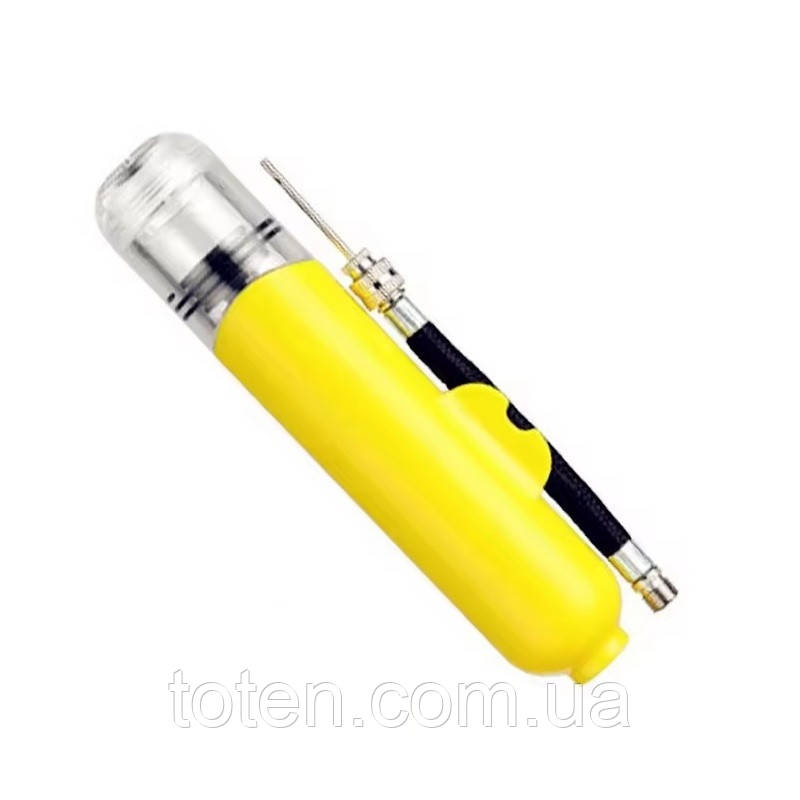 Насос ручний для м'ячів із 3 голками в комплекті CZST-019 жовтий топ, фото 1