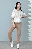 Спортивний жіночий костюм двійка штани та кофта в принт смужка трикотажний брючний із двонитки, фото 5