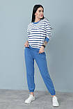 Спортивний жіночий костюм двійка штани та кофта в принт смужка трикотажний брючний із двонитки, фото 9