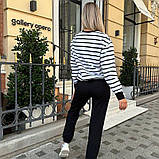 Спортивний жіночий костюм двійка штани та кофта в принт смужка трикотажний брючний із двонитки, фото 4