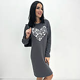 Пряма жіноча сукня на флісі з принтом для повних жінок тепла в спортивному стилі, фото 4