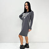Пряма жіноча сукня міді на флісі з принтом тепла в спортивному стилі, фото 5