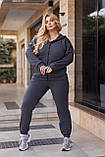 Універсальний спортивний костюм із тринитки на флісі костюм двійка костюм жіночий утеплений флісовий костюм, фото 6