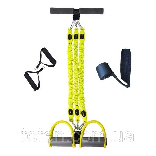 Тренажер еспандер багатофункціональний для фітнесу, жовтий топ, фото 1
