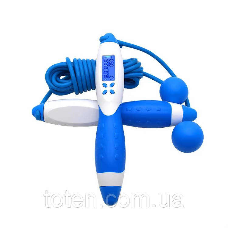 Скакалка розумна, цифрова з електронним лічильником регульована для фітнесу, синя топ
