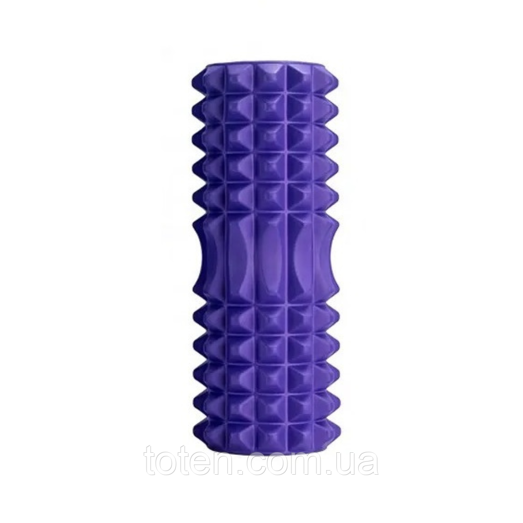Ролик масажний для йоги та фітнесу, валик гімнастичний, фіолетовий 33 х 13 см топ, фото 1