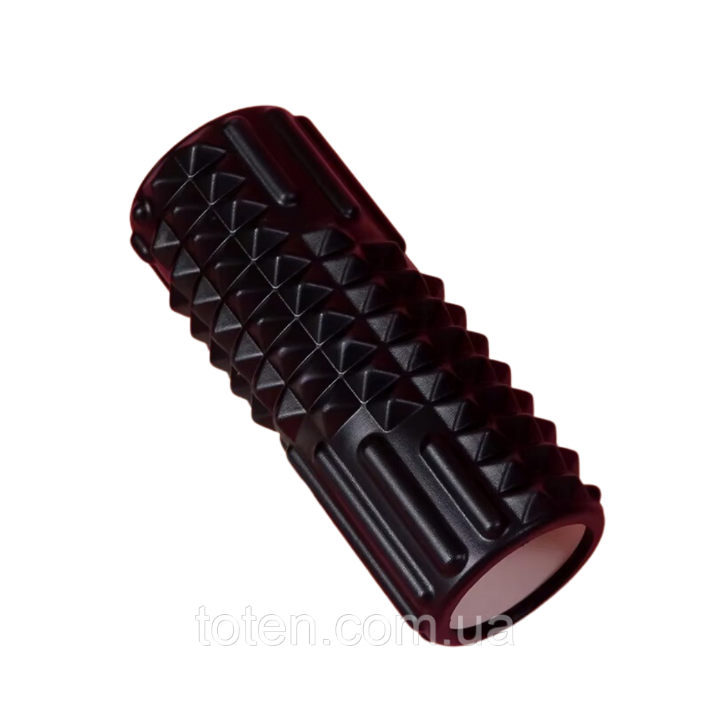 Ролик масажний для йоги та фітнесу, валик гімнастичний, чорний 33 х 13 см EV01C_black топ, фото 1